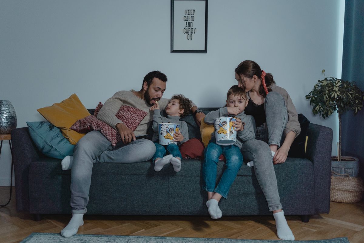 Family watching TV